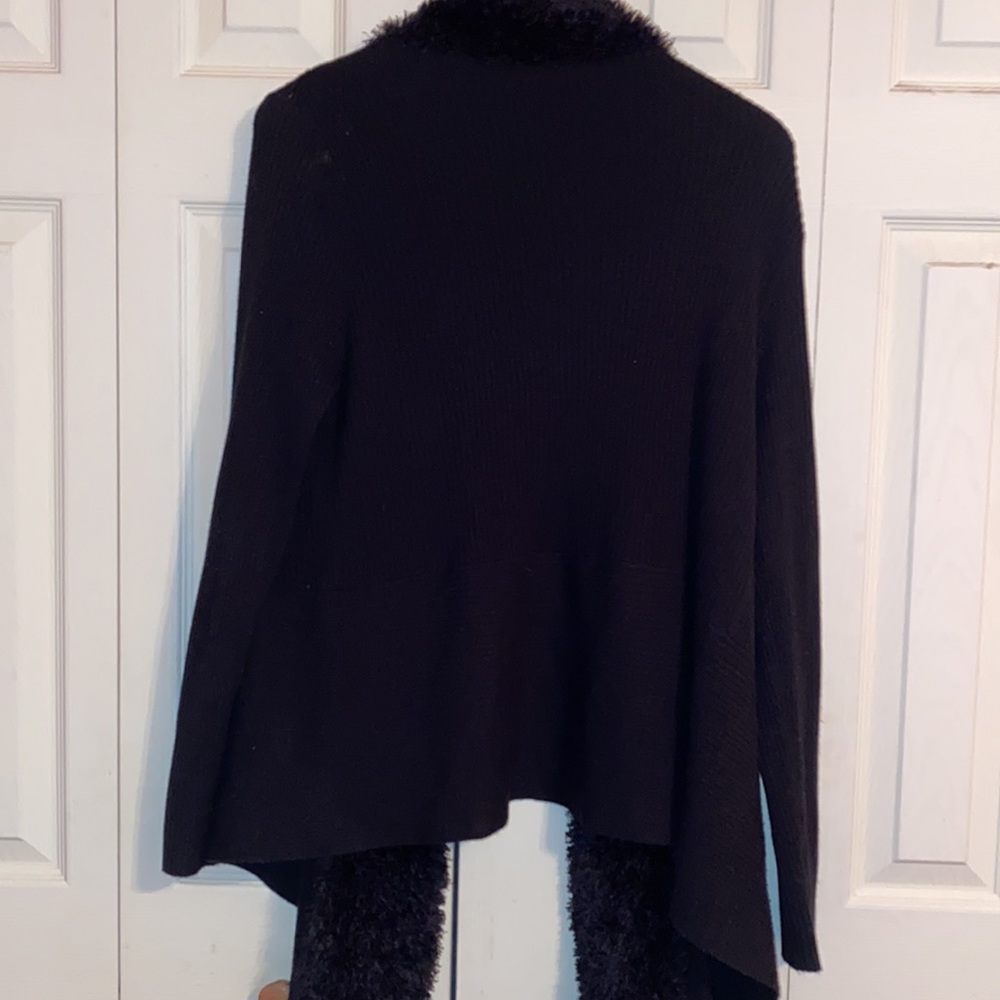 Cato Open Front Sweater Faux Fur Trim Size XL - Picture 4 of 6